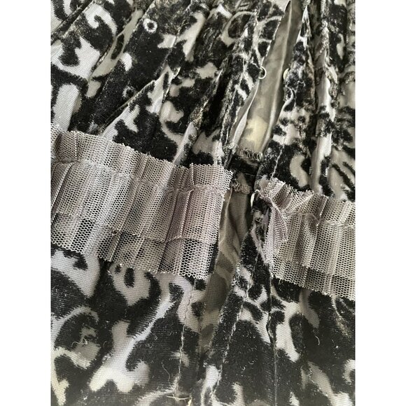 Crushed burnt Velvet Cardigan Whimsigoth Sheer Ruffle Trim & Button Front Size L - Picture 6 of 11